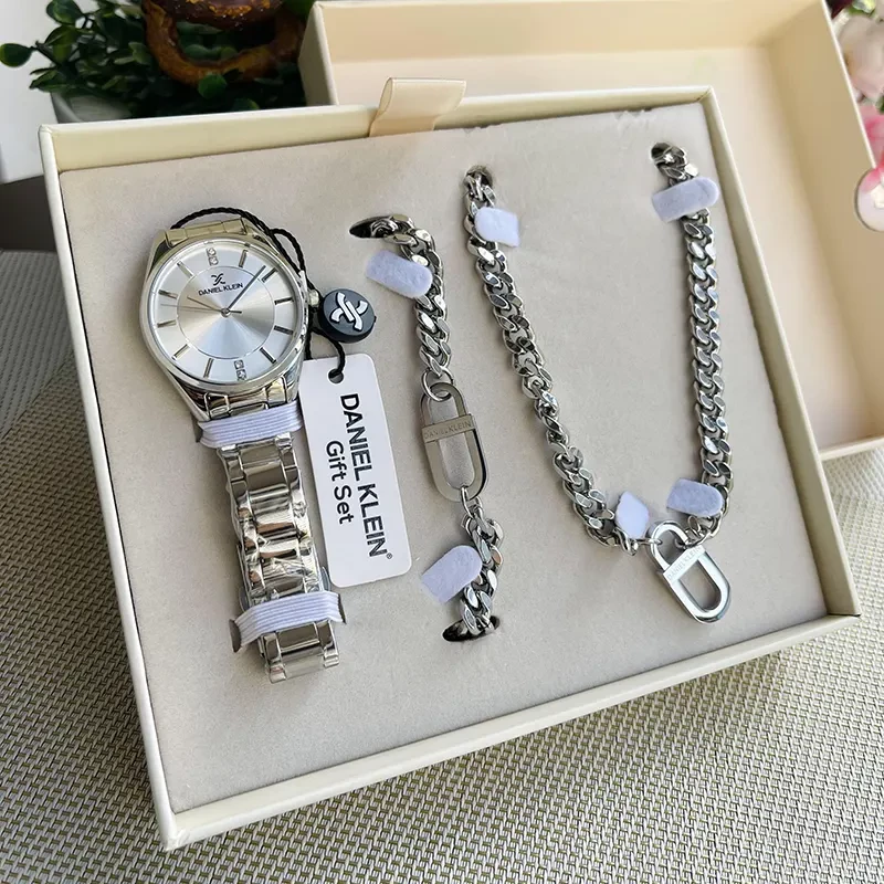 Daniel Klein Gift Set For Women With Silver Watch